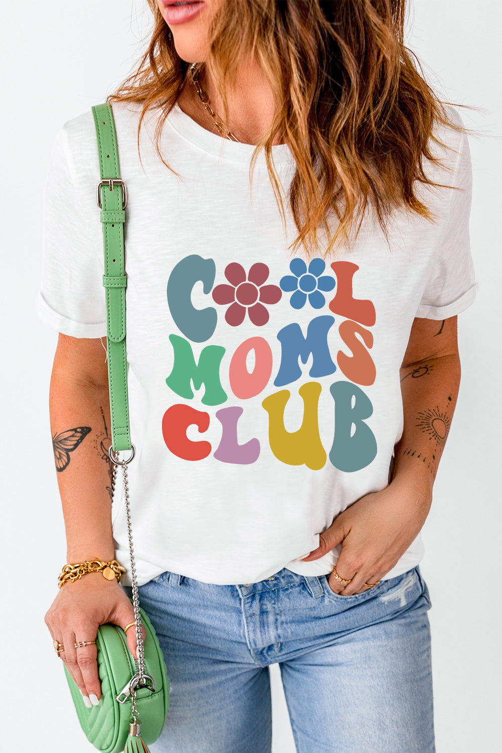 COOL MOMS CLUB Round Neck Short Sleeve T-Shirt Trendsi