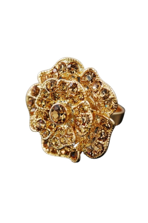 Cluster Flower Ring Ring Gray Smokey GOLD TOPAZ
