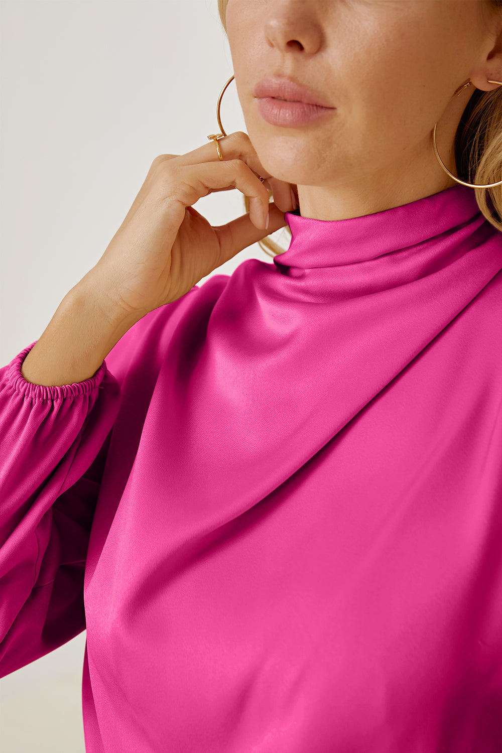 Mock Neck Asymmetrical Dress Trendsi