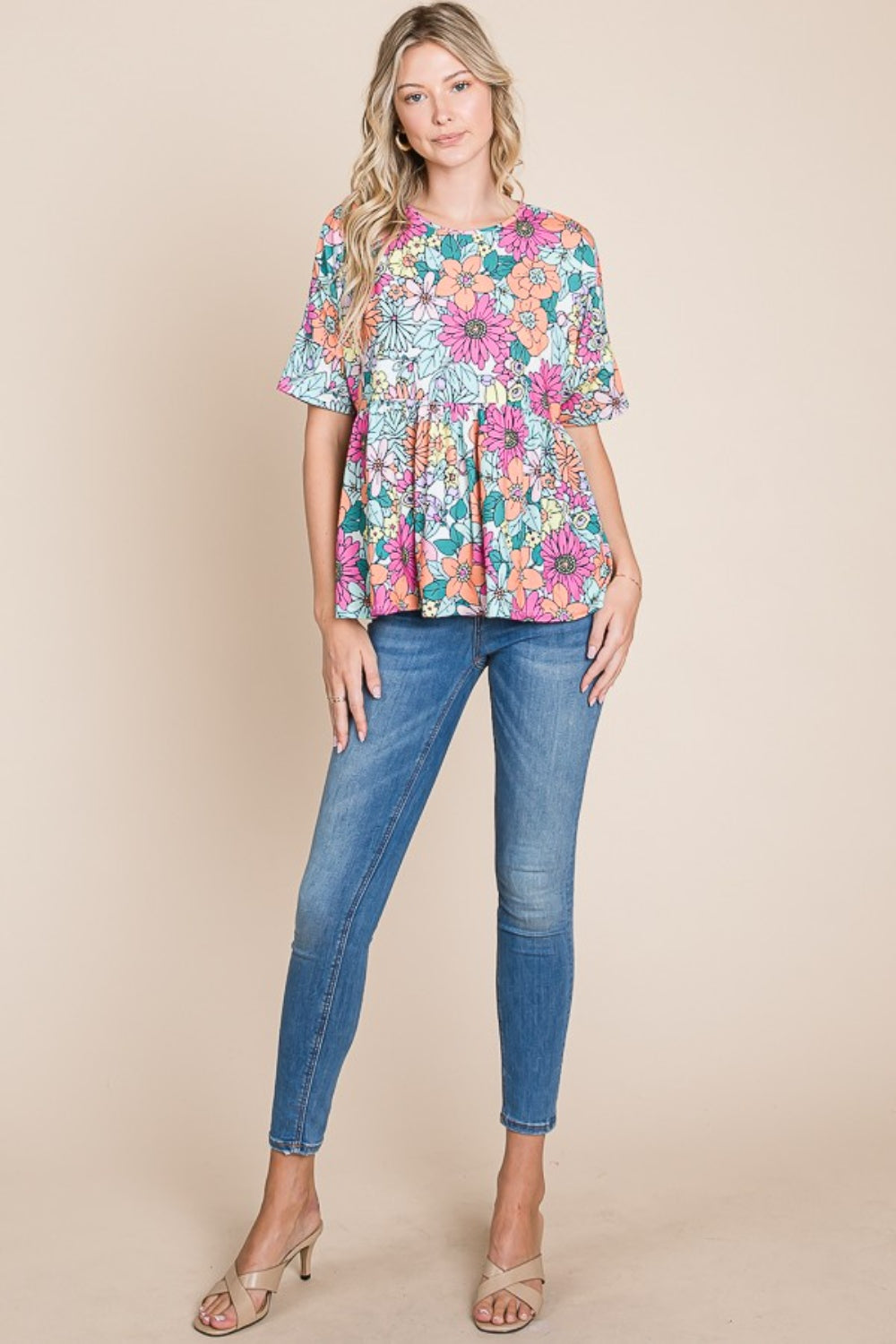 Floral Round Neck Blouse Trendsi