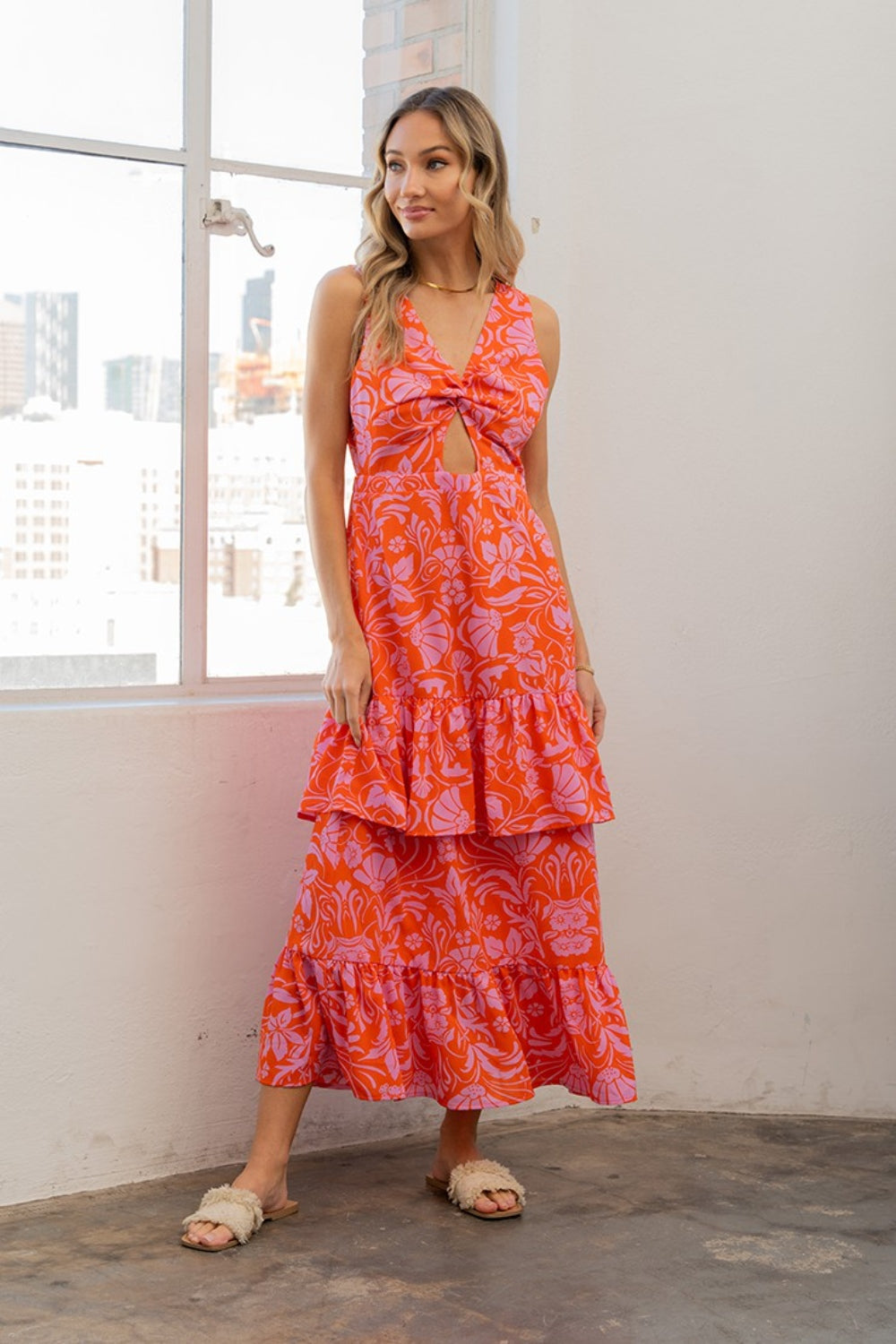 Sew In Love Floral Maxi Dress Trendsi Orange/Violet S