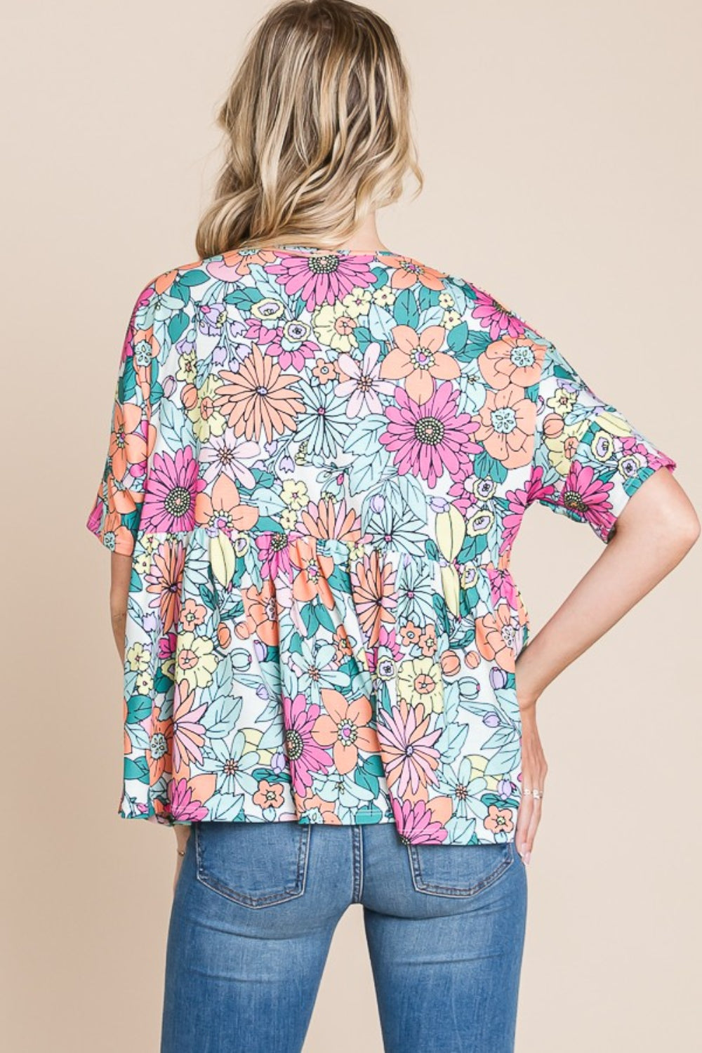 Floral Round Neck Blouse Trendsi