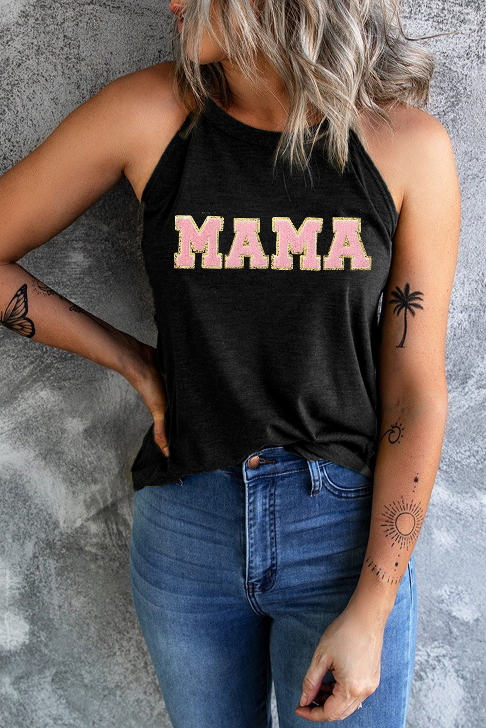 MAMA Round Neck Tank Trendsi
