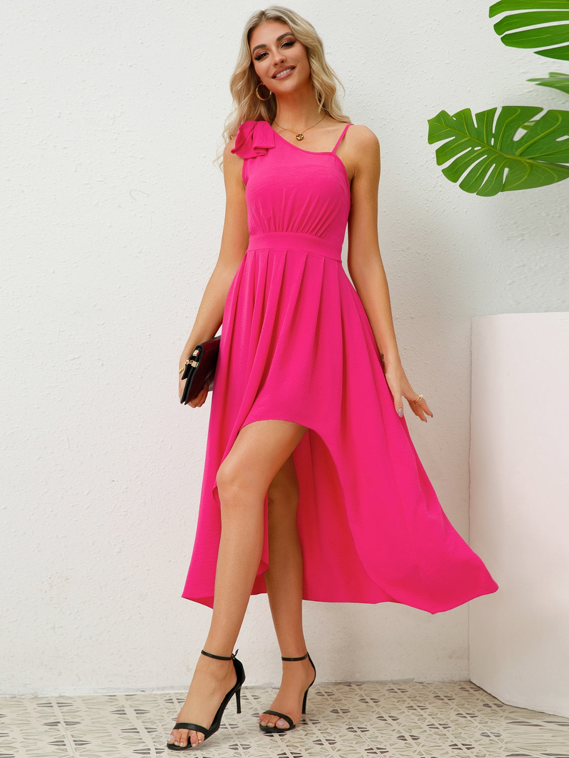 Asymmetrical Neck Sleeveless Dress Trendsi