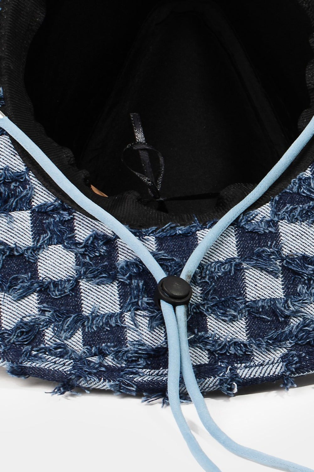Checkered Fringe Denim Cowboy Hat Trendsi
