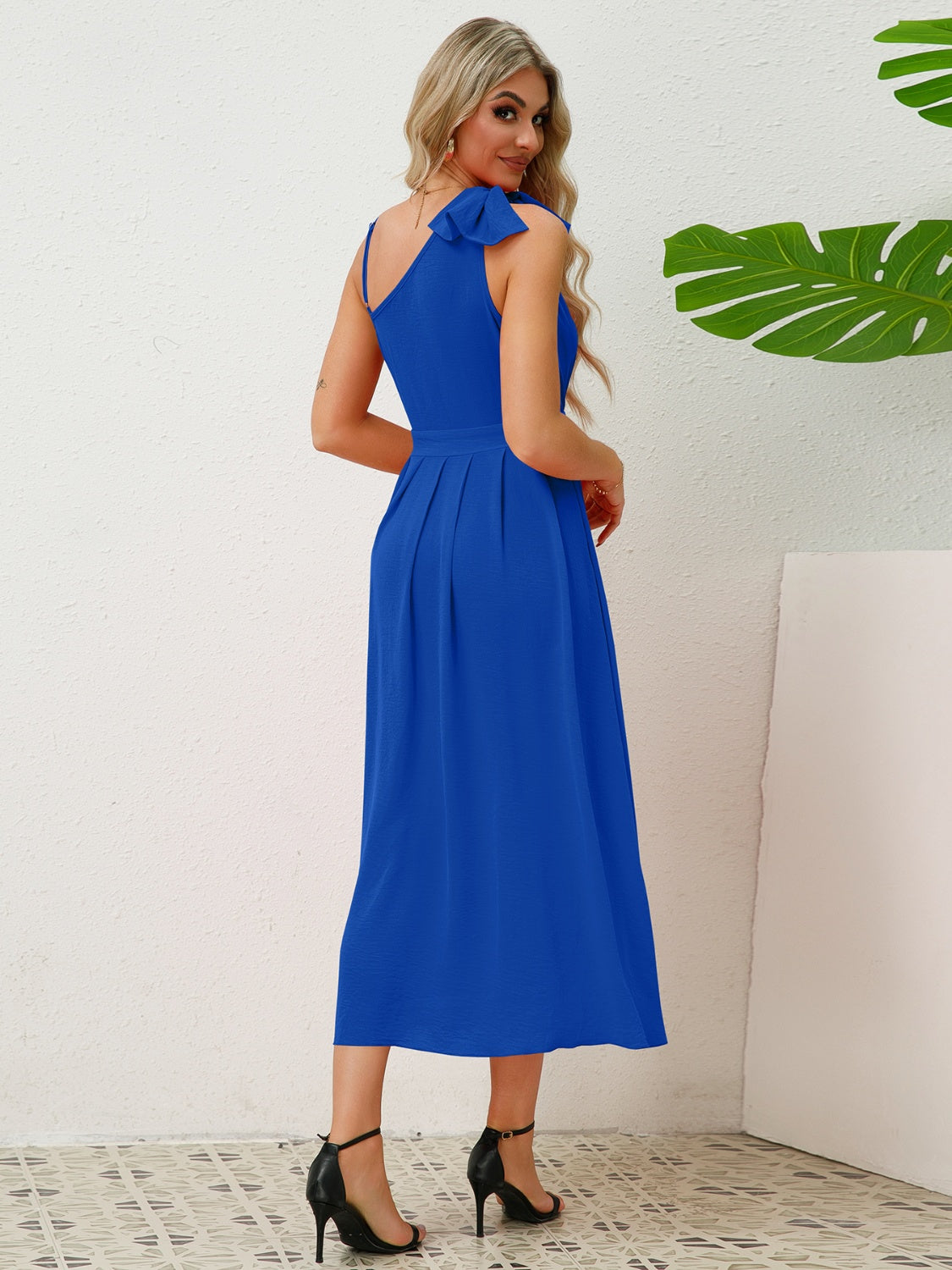 Asymmetrical Neck Sleeveless Dress Trendsi