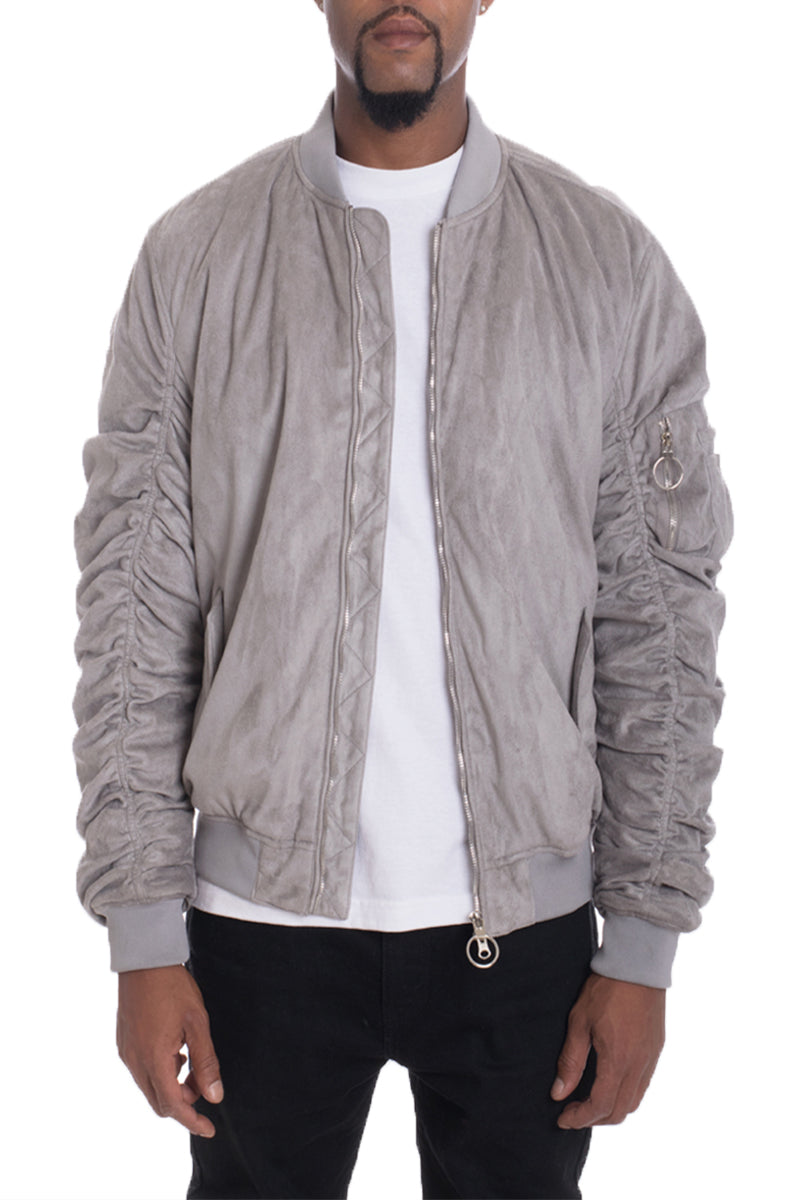Faux Suede Tagged Bomber Jackets & Coats Lime Milo