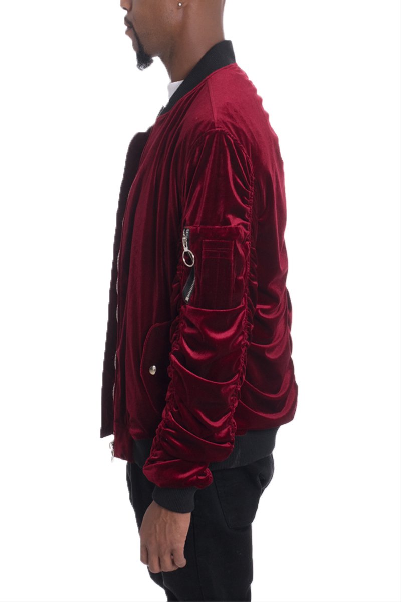 VELOUR BOMBER - Red Jackets & Coats Jassorted