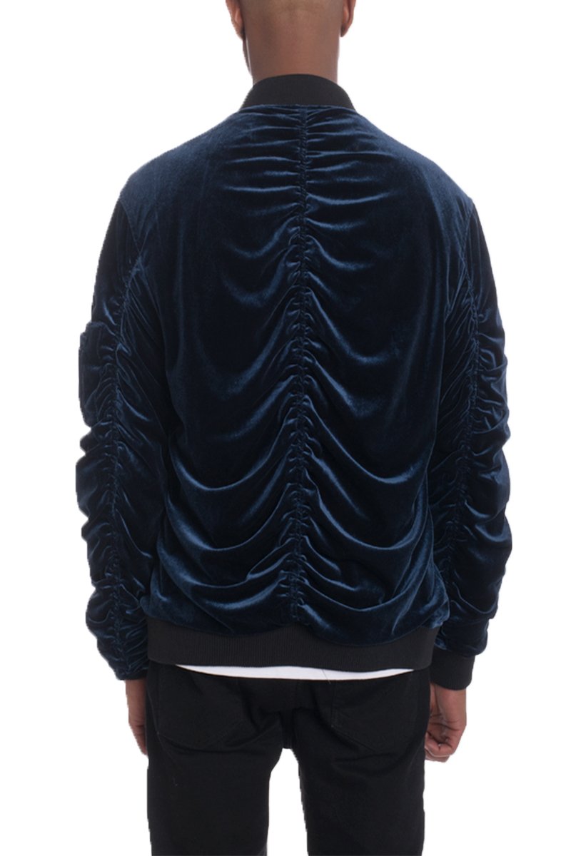VELOUR BOMBER - Navy Jackets & Coats Lime Milo
