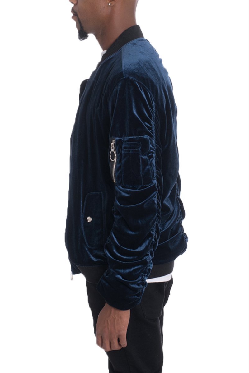 VELOUR BOMBER - Navy Jackets & Coats Lime Milo