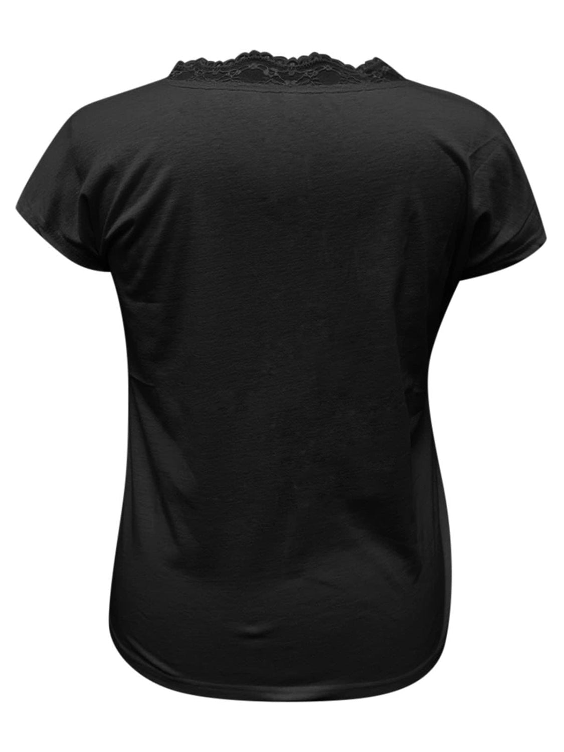 Lace Detail V-Neck Short Sleeve Blouse Trendsi
