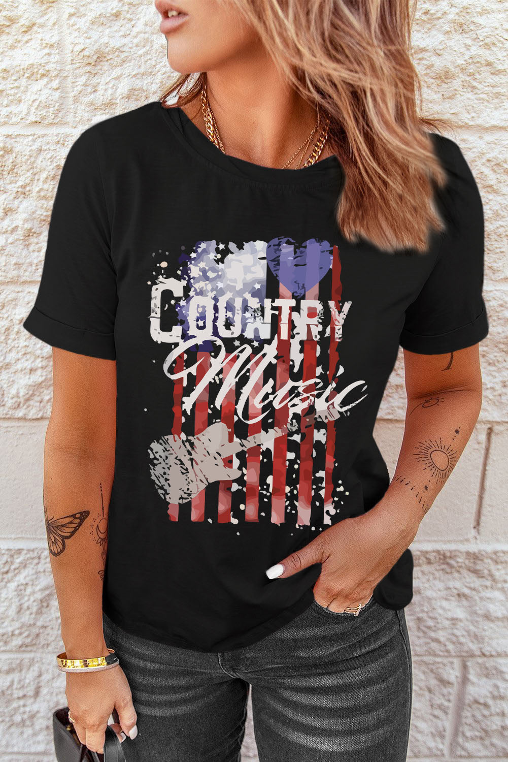 Country Music Graphic Tee Shirt Trendsi