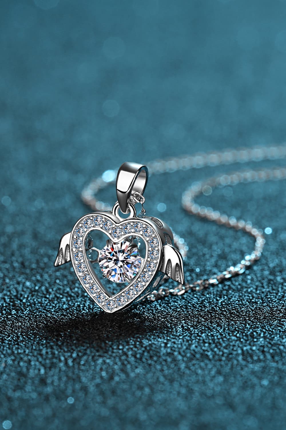 Moissanite Winged Sterling Silver Necklace Trendsi