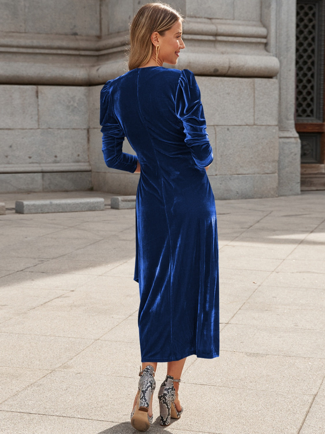 Surplice Puff Sleeve Dress Trendsi