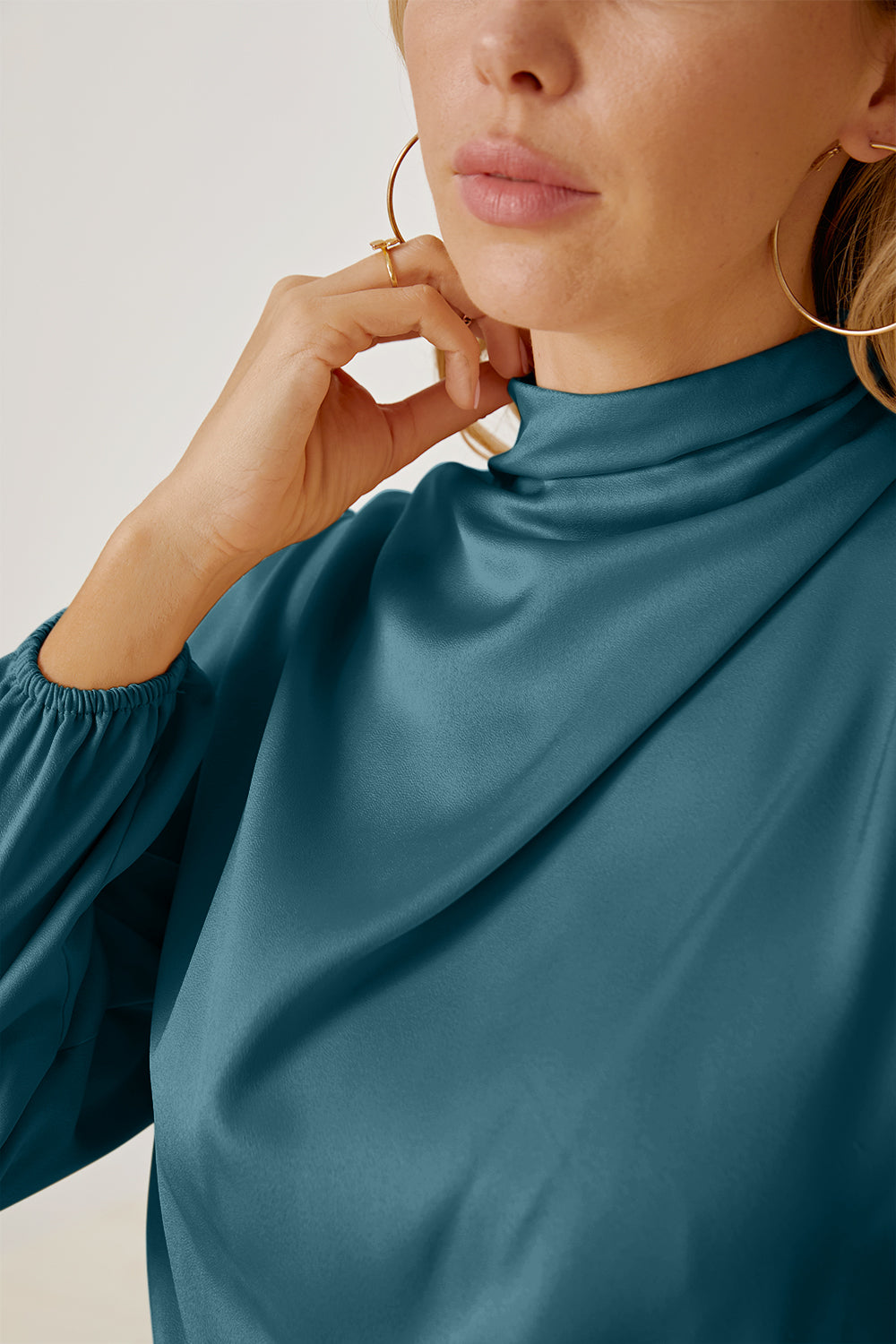 Mock Neck Asymmetrical Dress Trendsi