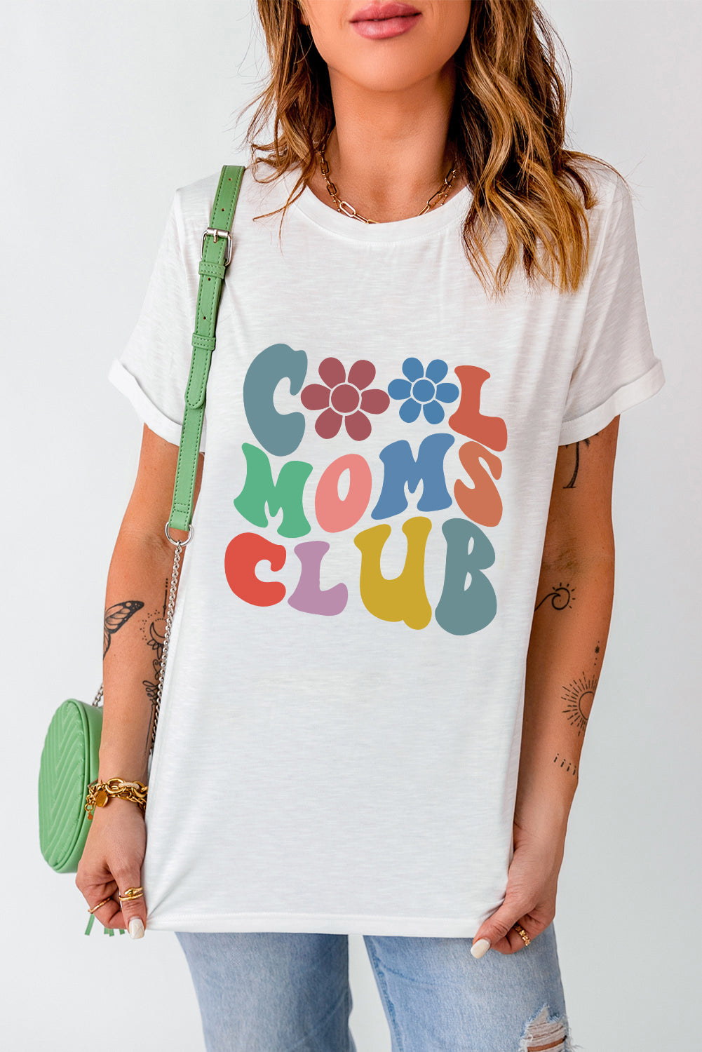 COOL MOMS CLUB Round Neck Short Sleeve T-Shirt Trendsi