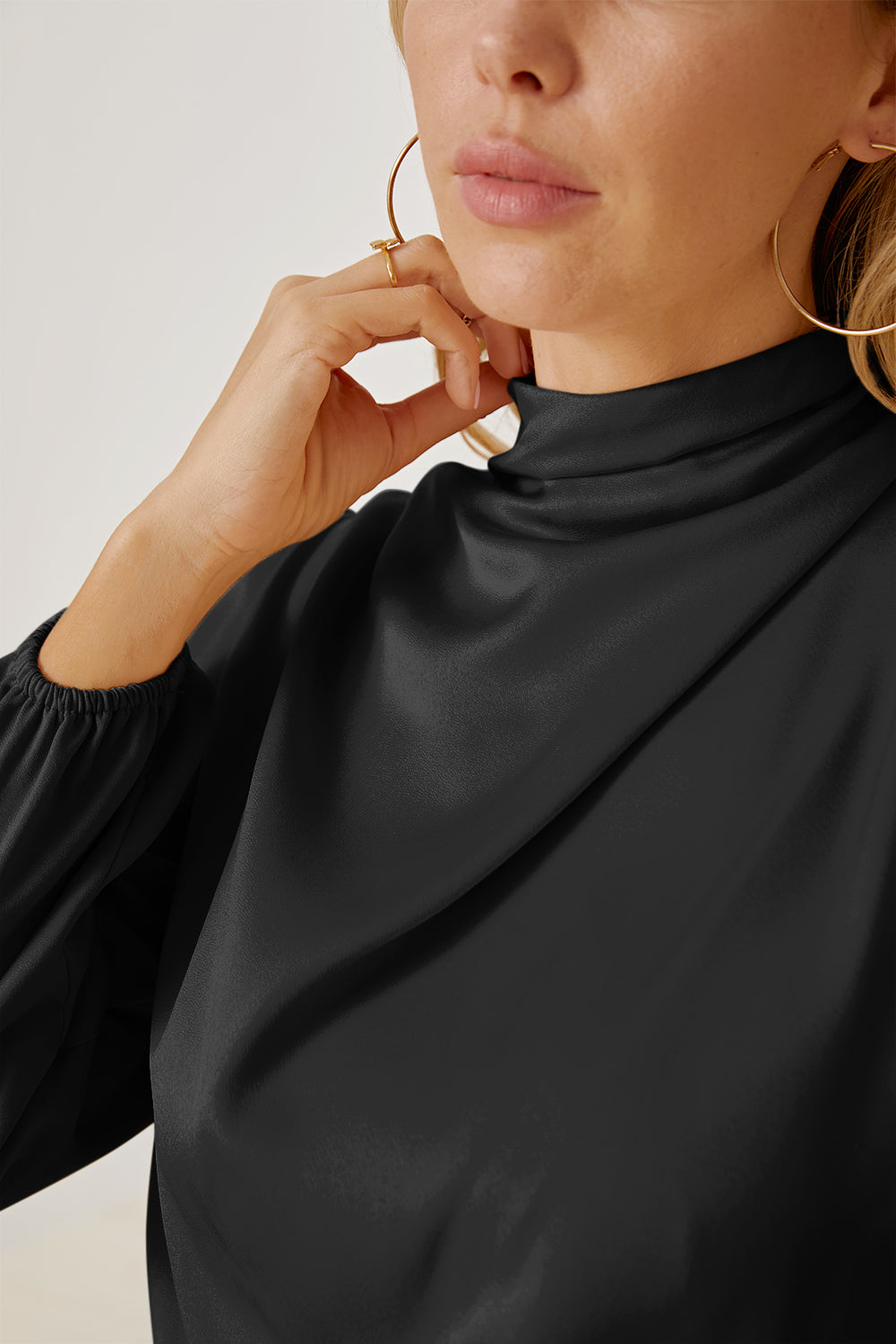 Mock Neck Asymmetrical Dress Trendsi