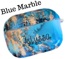 Personalized Airpod Pro Case Covers Tech Accessories Jassorted Blue Marble Cursive