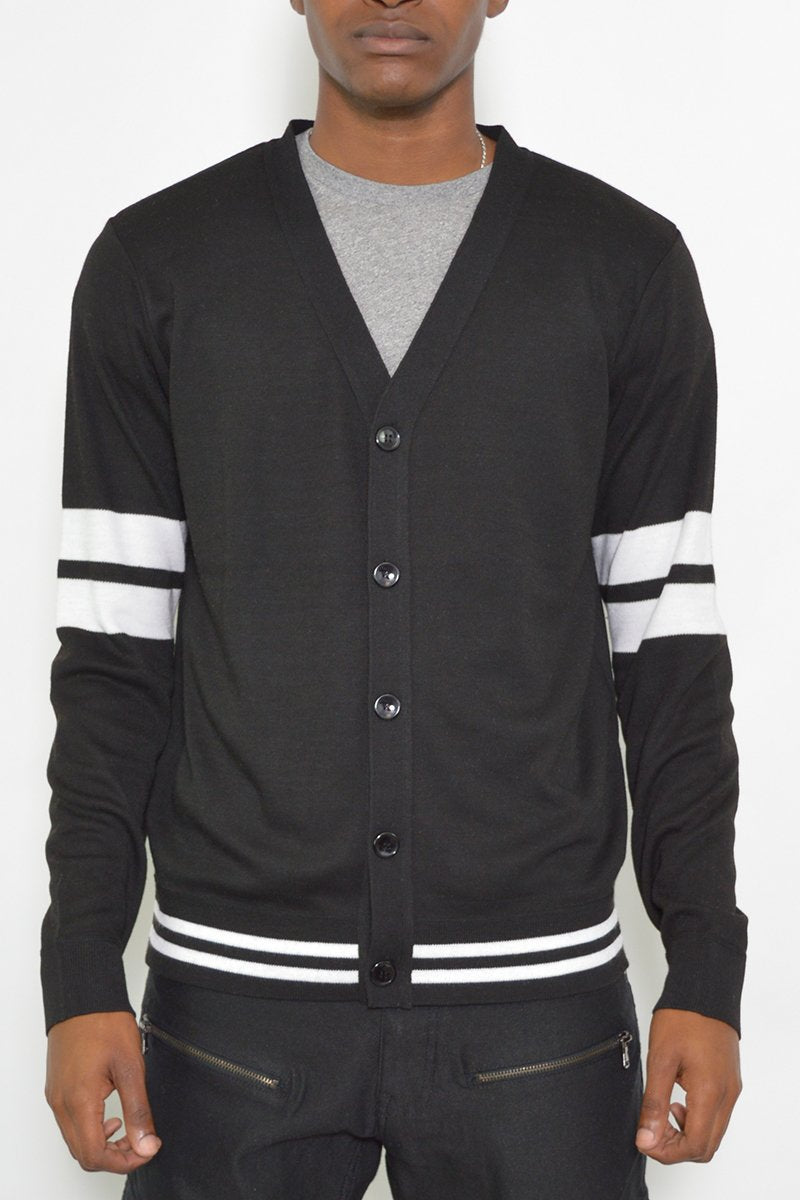 Two Stripe Cardigan Men's Clothing Lime Milo S