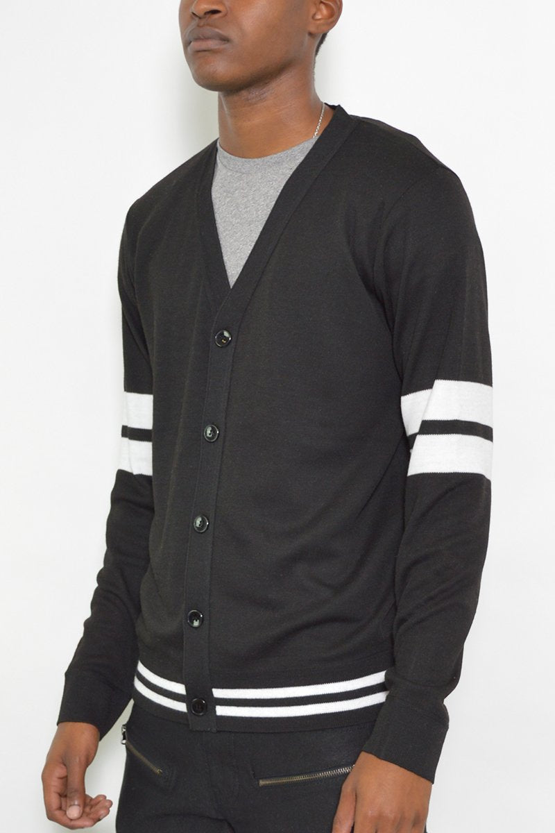 Two Stripe Cardigan Men's Clothing Lime Milo