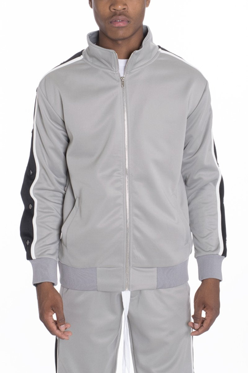 Snap Button Track Jacket in Grey Jackets & Coats Lime Milo