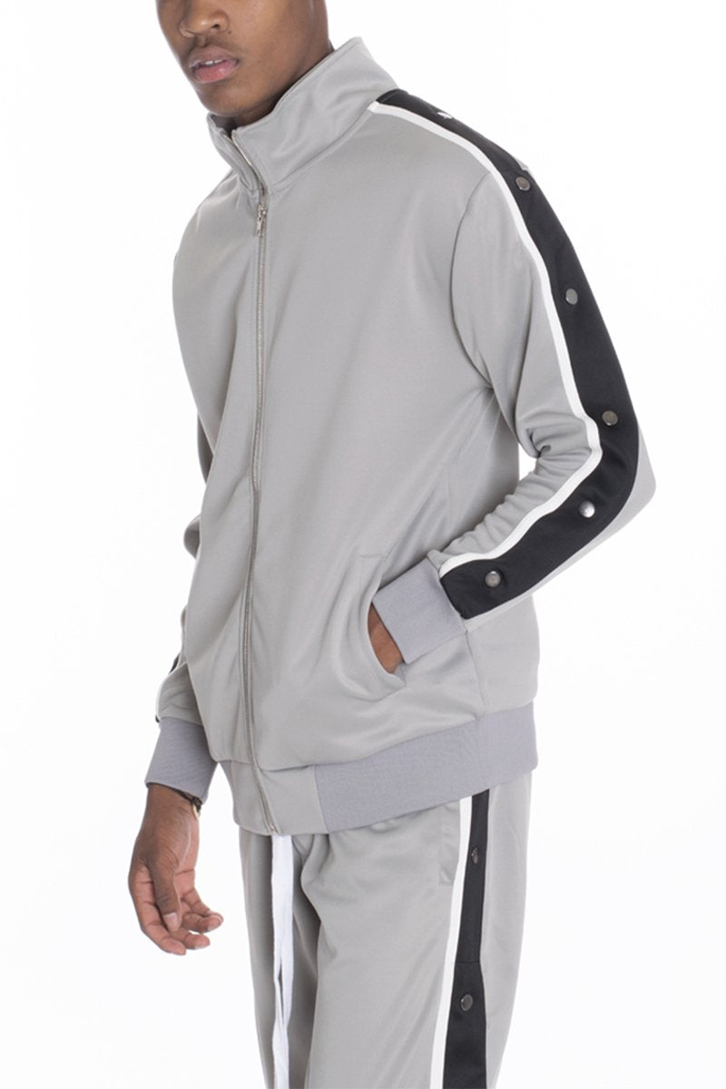 Snap Button Track Jacket in Grey Jackets & Coats Lime Milo