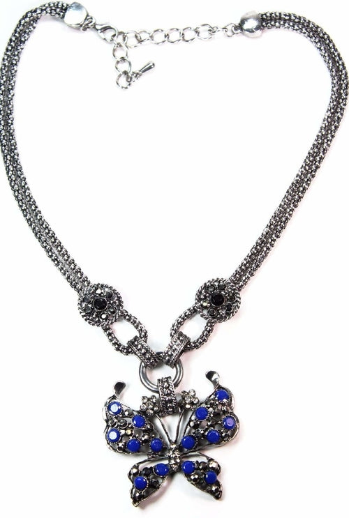 Dazzling Butterfly Necklace Necklaces Silver Hestia Blue