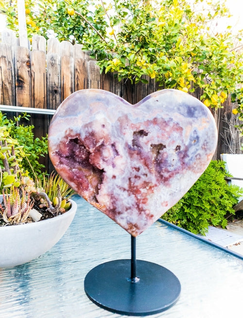 Pink Amethyst Heart Display Piece Home & Garden Pink Corydalis