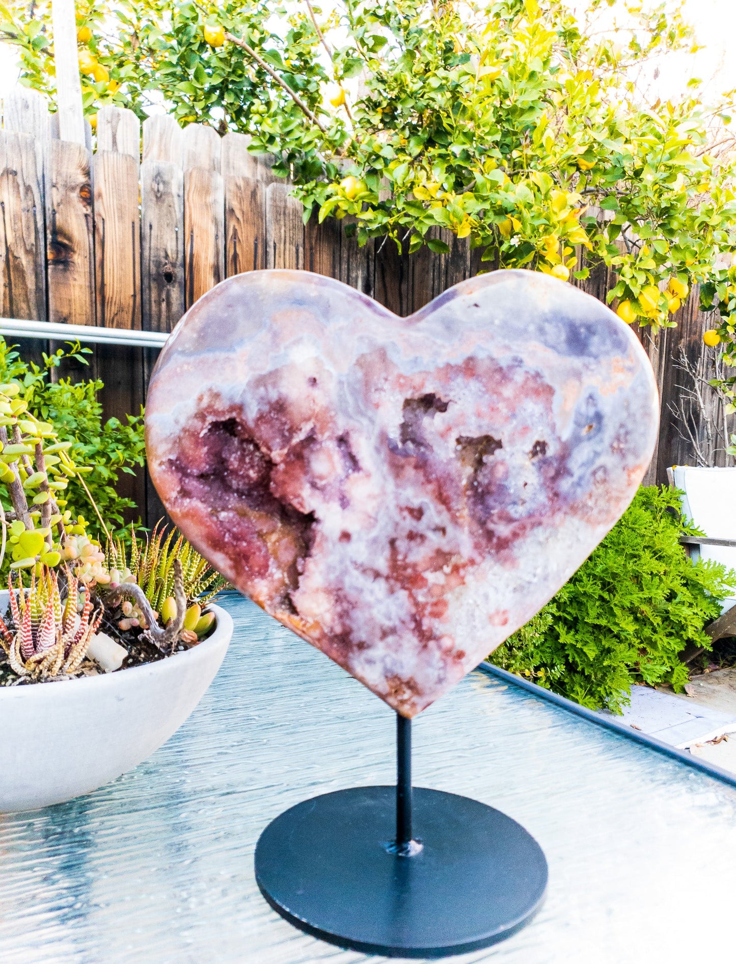 Pink Amethyst Heart Display Piece Home & Garden Pink Corydalis
