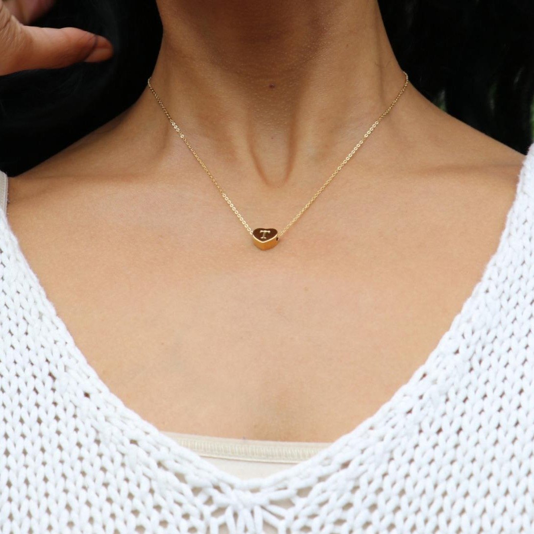 Heart Initial Necklace Jewelry & Watches Lavender Phoebe