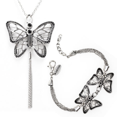 Gossamer Wings Butterfly Necklace & Bracelet Set Jewelry & Watches Blue Asteria