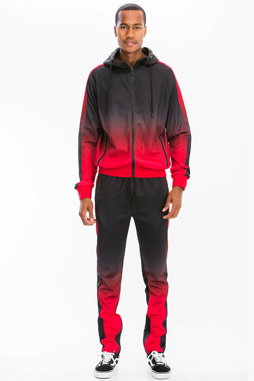 Red Ombre Hooded Suit Men's Clothing Lime Milo BLACK RED S
