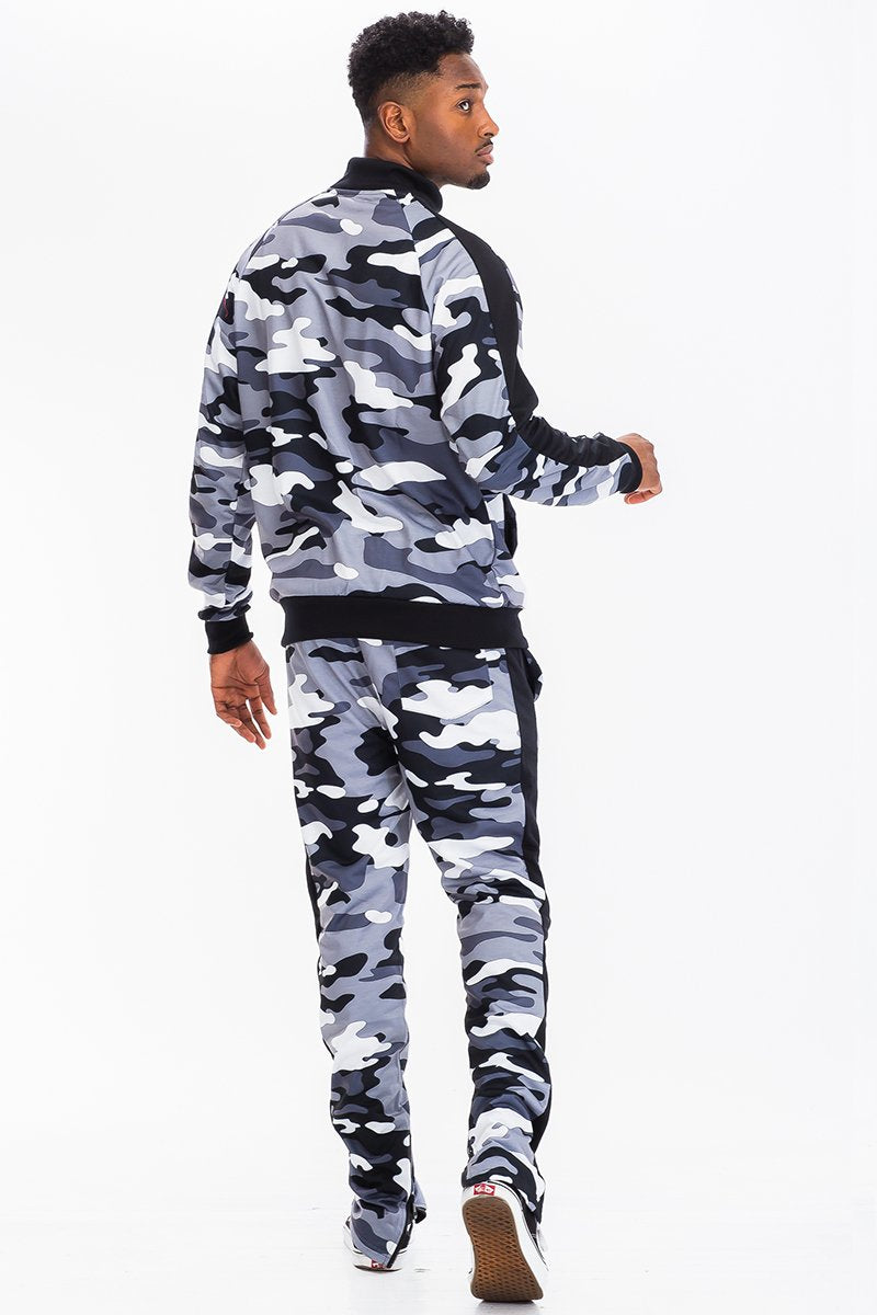 Full Camouflage Track Sweatsuit Men's Clothing Lime Milo
