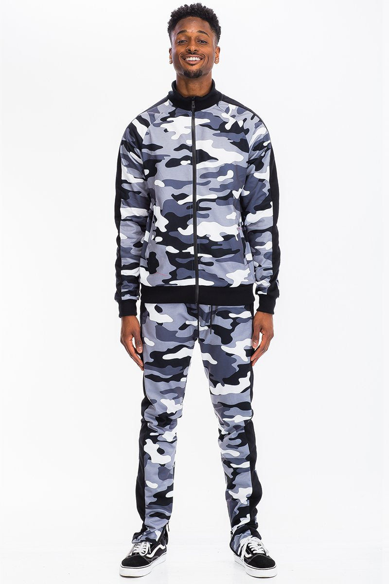 Full Camouflage Track Sweatsuit Men's Clothing Lime Milo