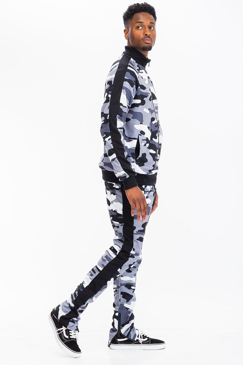 Full Camouflage Track Sweatsuit Men's Clothing Lime Milo