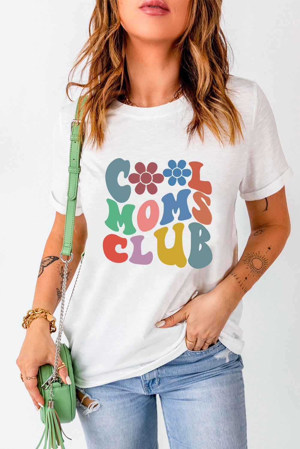 COOL MOMS CLUB Round Neck Short Sleeve T-Shirt Trendsi