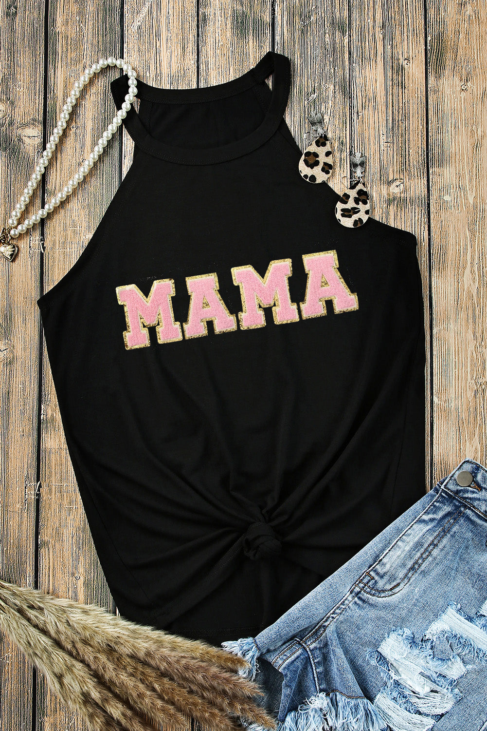 MAMA Round Neck Tank Trendsi