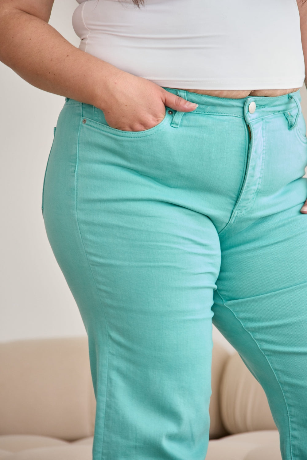 RFM Crop Chloe Tummy Control High Waist Jeans Trendsi