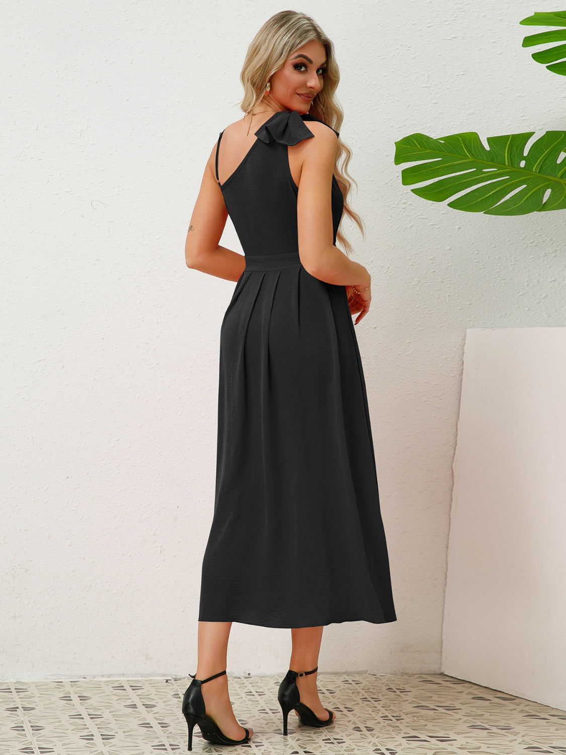 Asymmetrical Neck Sleeveless Dress Trendsi