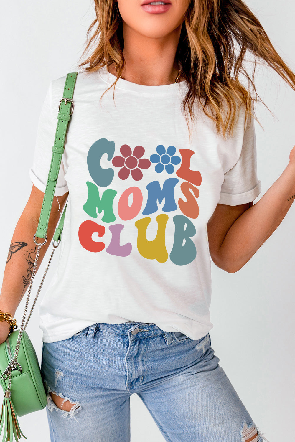 COOL MOMS CLUB Round Neck Short Sleeve T-Shirt Trendsi White S
