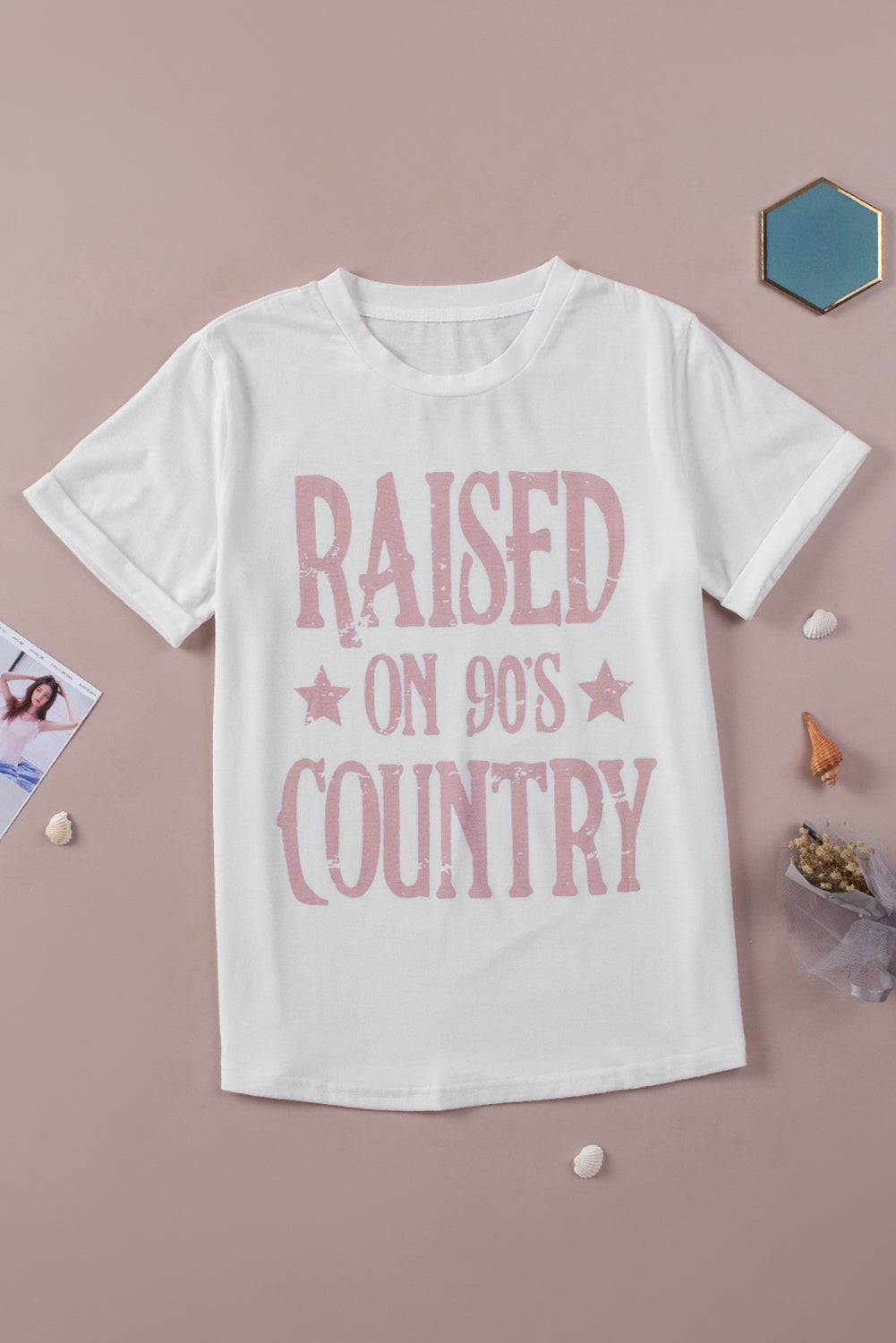 Raised on 90's Country Round Neck Tee Trendsi