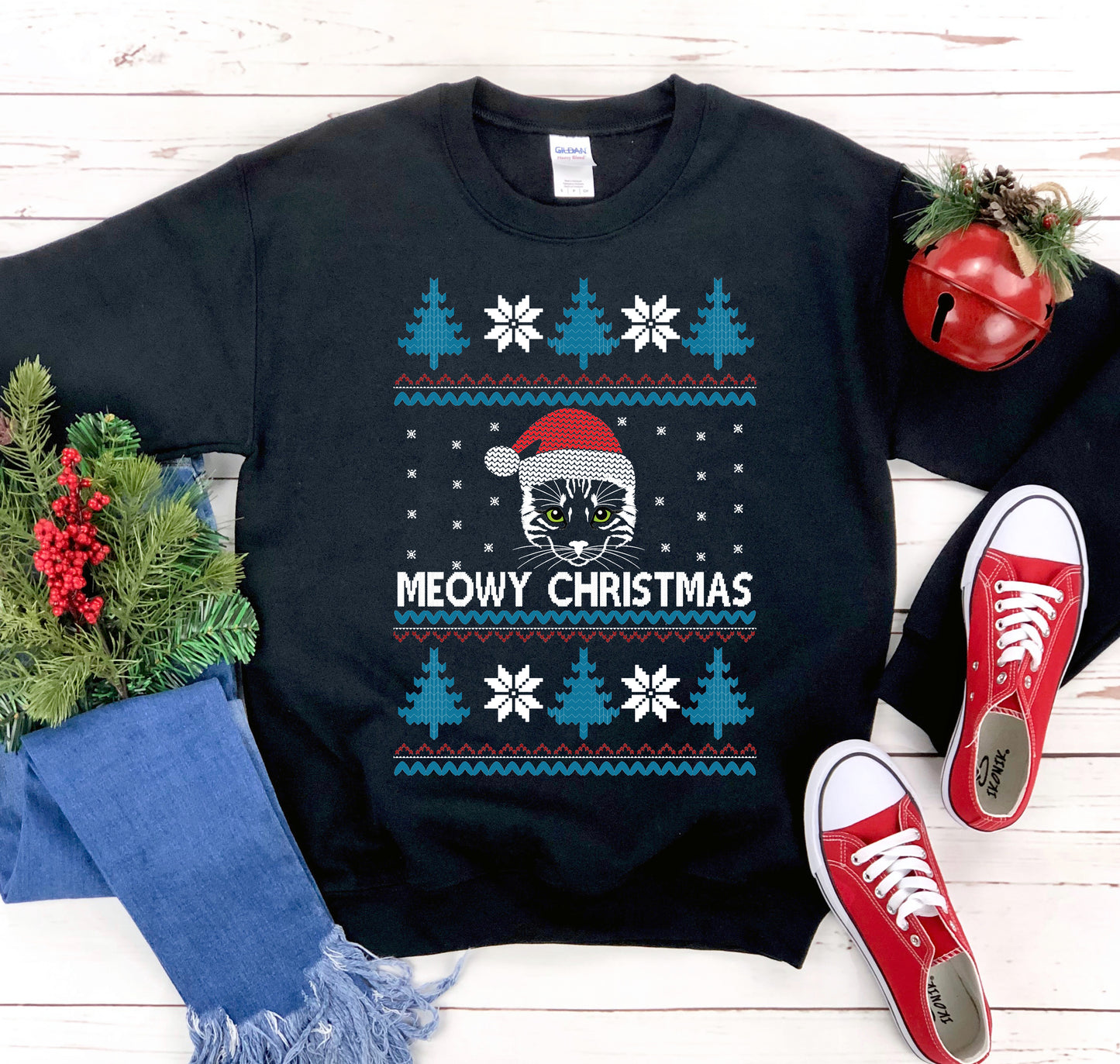 Meowy Christmas Sweatshirt Sweaters & Hoodies Agate