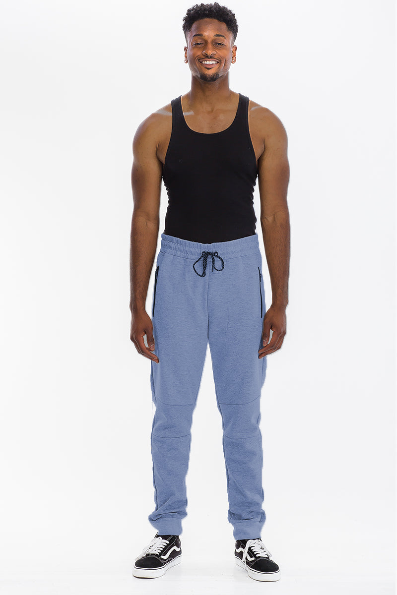 Blue Heathered Cotton Sweats Men's Clothing Lime Milo