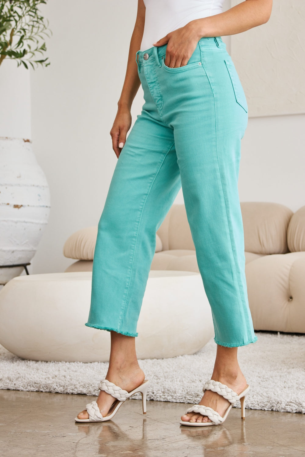 RFM Crop Chloe Tummy Control High Waist Jeans Trendsi
