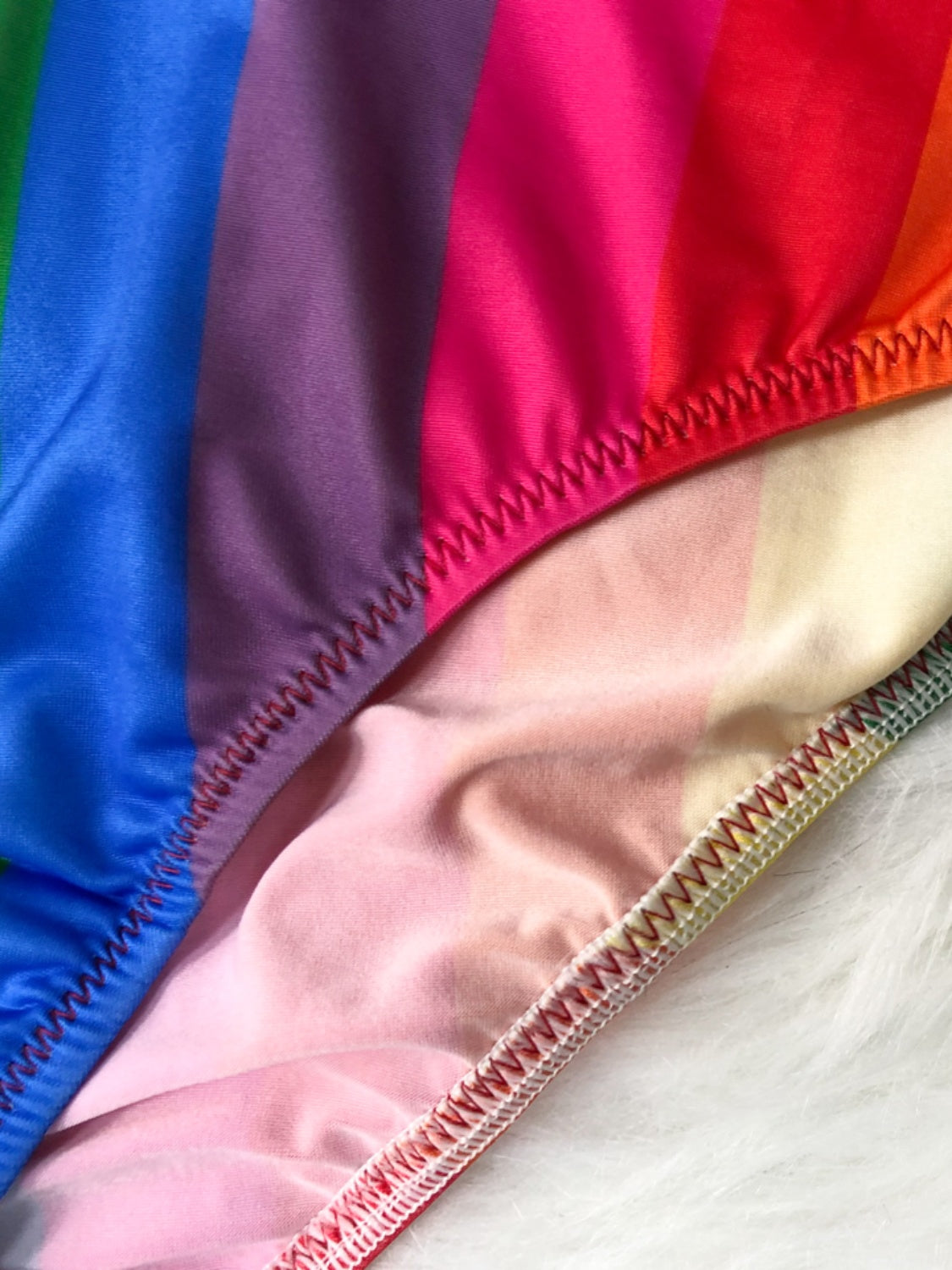 Rainbow Half Zip Top Two Piece Swim Set Trendsi