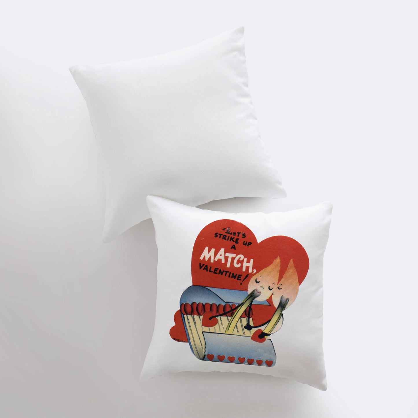 Let's Strike up a Match Vintage Valentines Pillow Cover / Throw Pillow Home Decor Maroon Abderus