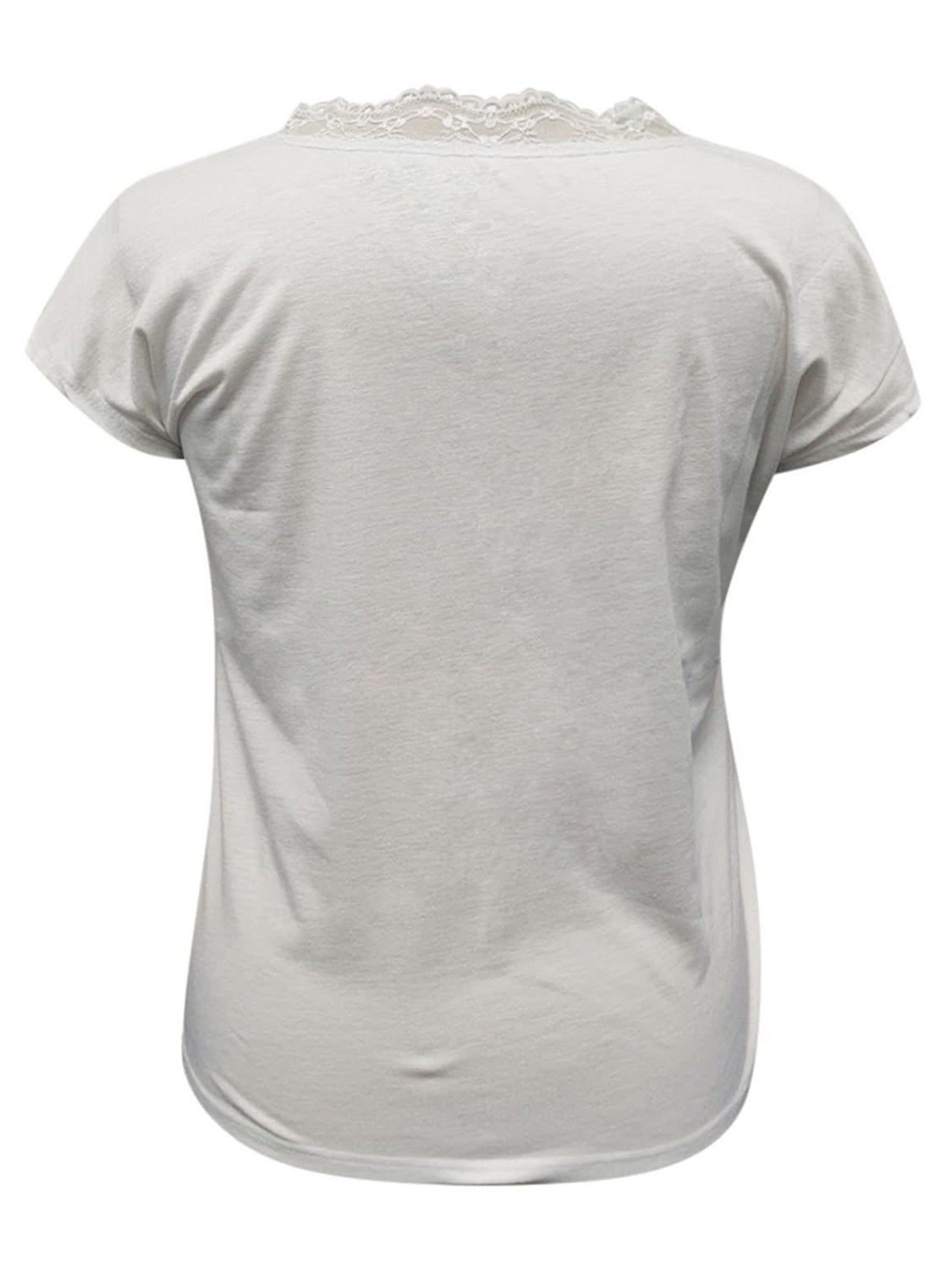 Lace Detail V-Neck Short Sleeve Blouse Trendsi