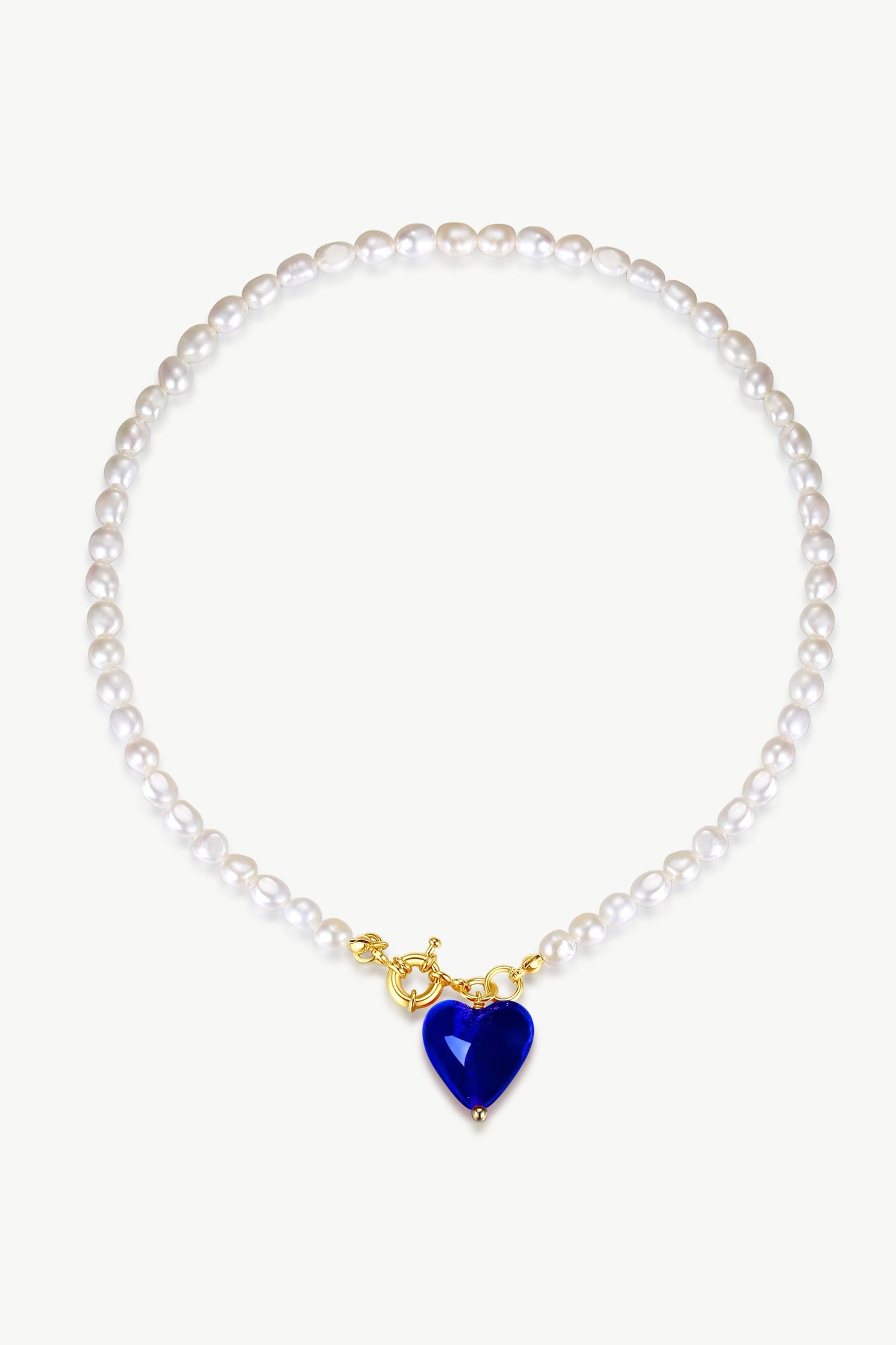 Esmée Blue Glaze Heart Pendant Pearl Necklace Jewelry & Watches Salmon Pandora