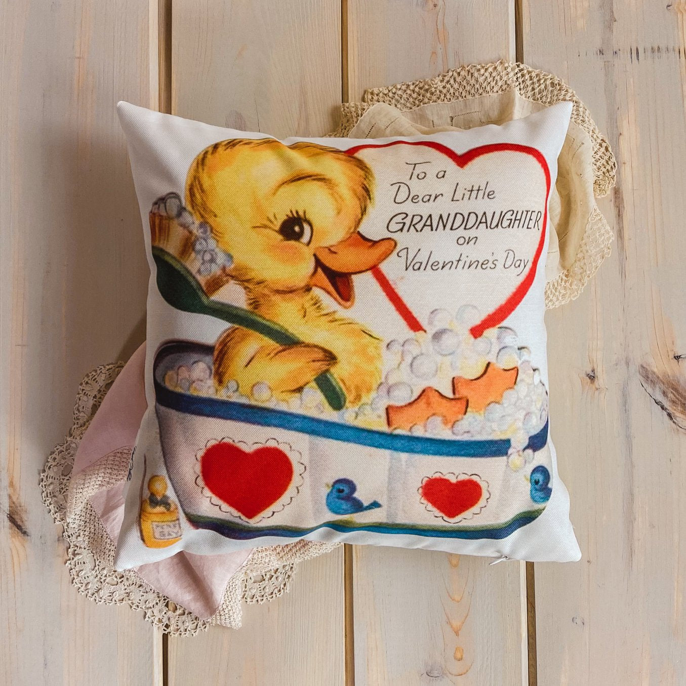 Dear Granddaughter on Valentines Pillow Cover / Throw Pillow Home Decor Maroon Abderus