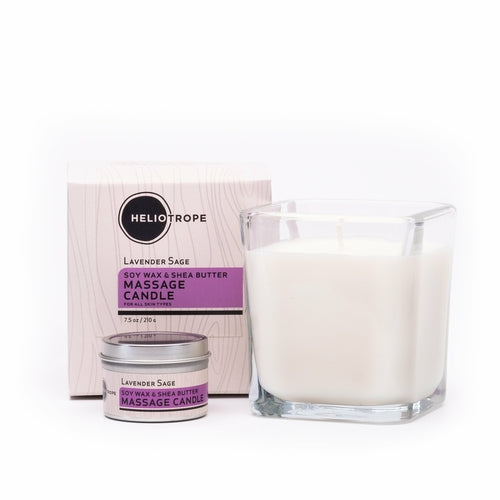 Soy Wax & Shea Butter Massage Candles Bath & Beauty Orange Leto Large Lavender Sage